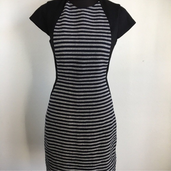 J. Crew Suiting Wool Stripe Cap Sleeve Sheath Dress - Size 2T 2 Tall - Picture 3 of 8